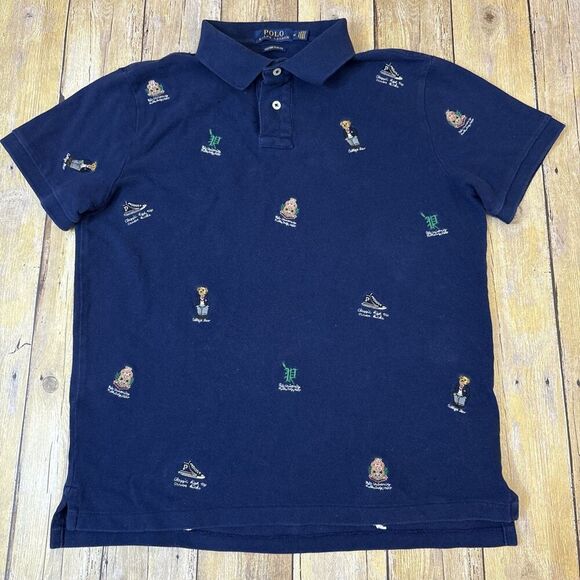 Polo Ralph Lauren All Over Polo Shirt Collegiate Crests Bears Sneakers Medium - Picture 5 of 14